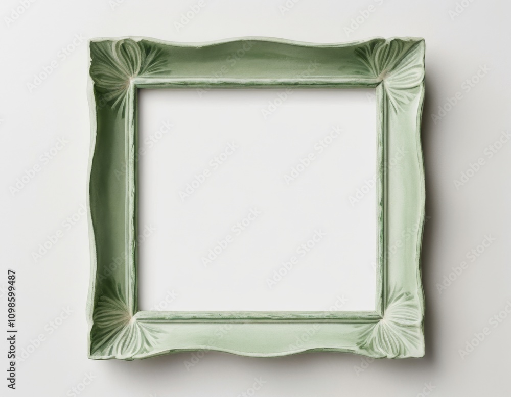 Poster elegant square hand-painted frame with carved details and empty space ideal for showcasing artwork o