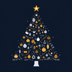 Stylish Christmas tree shape made of various symbols, a modern design
