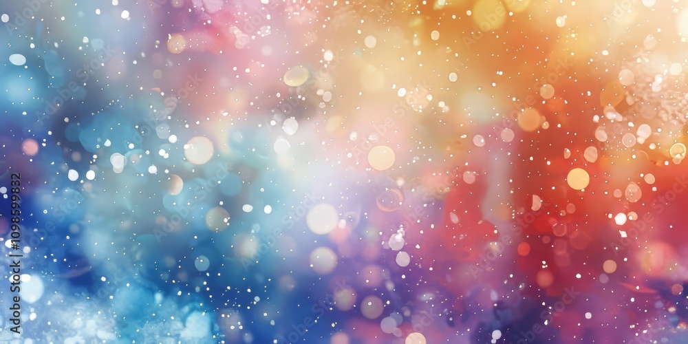 Poster a colorful background with snowflakes. the snowflakes are in different colors and sizes. the backgro