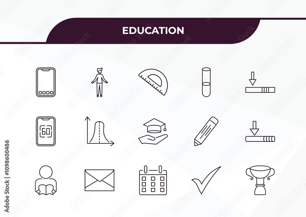 Poster fully editable outline icon collection from education concept. thin line icons set such as smartphon