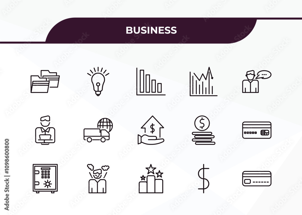 Poster fully editable outline icon collection from business concept. thin line icons set such as two folder
