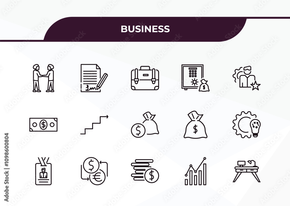 Poster fully editable outline icon collection from business concept. thin line icons set such as men shakin