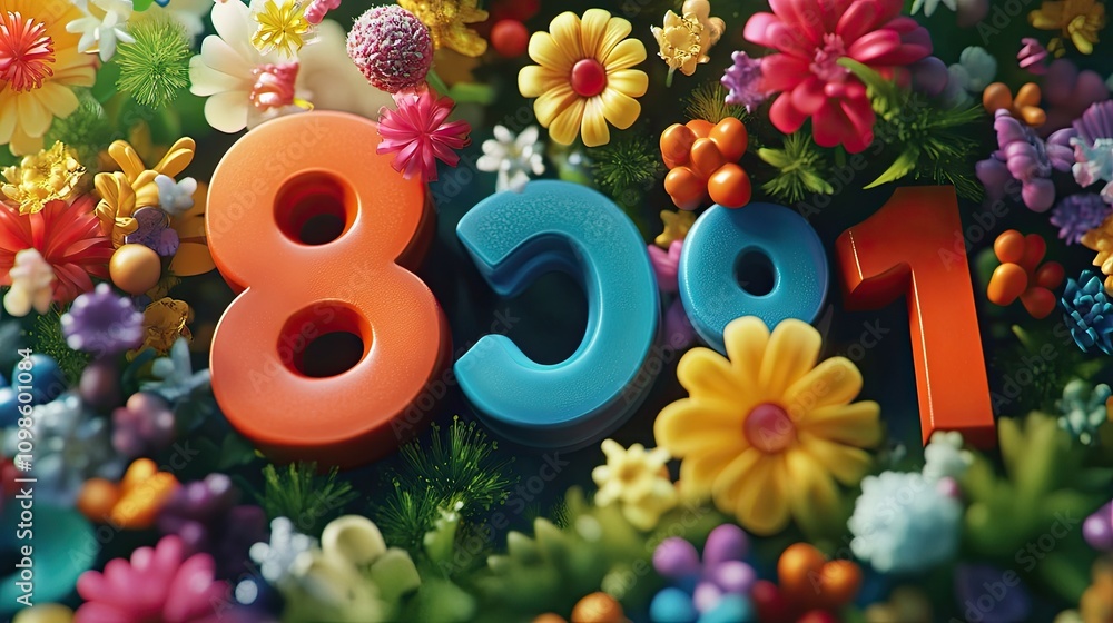 Poster a whimsical border design with colorful numbers and playful mathematical symbols
