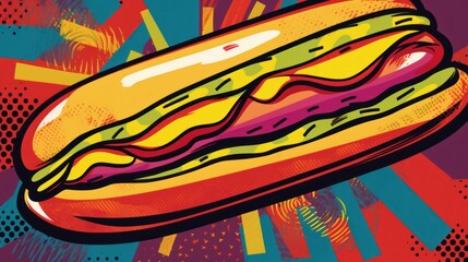 Fototapeta premium A Pop Art Hot Dog: Vibrant Colors and Bold Design