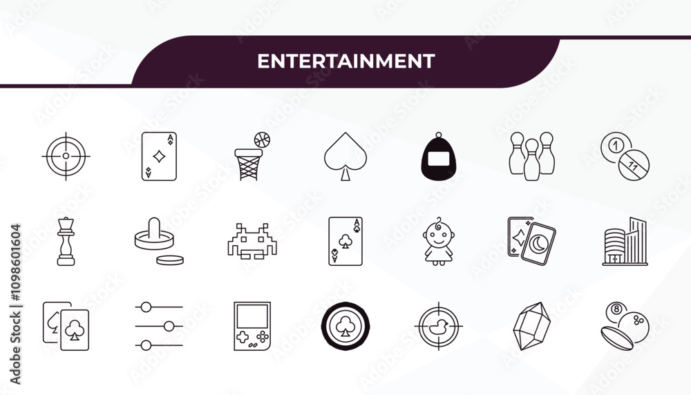 Aufkleber fully editable outline icon collection from entertainment concept. thin line icons set such as shoot