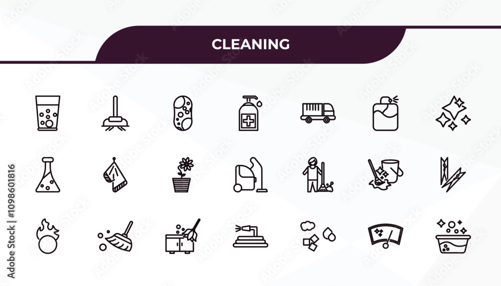 Aufkleber fully editable outline icon collection from cleaning concept. thin line icons set such as emulsion, 