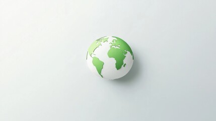 A serene depiction of a green-tinted Earth floating against a backdrop of pure white, symbolizing sustainability and environmental consciousness, minimalist style