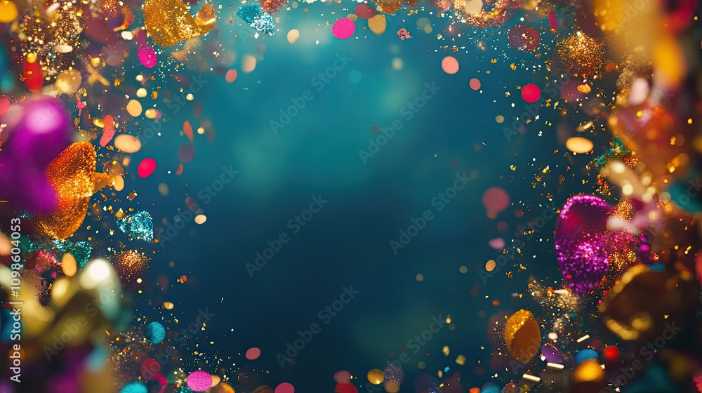 Poster a vibrant certificate border adorned with colorful confetti and festive elements
