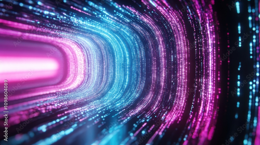 Poster vibrant pathways weave through digital cyberspace in a captivating display of lights and colors