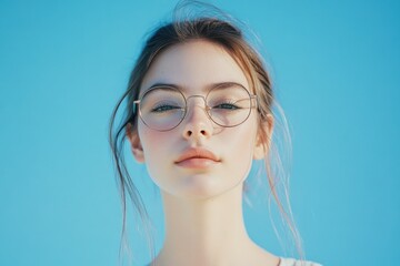 Fototapeta premium A woman wearing glasses and a white shirt