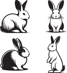 Fototapeta premium Elegant Black and White Rabbit Silhouette Vector