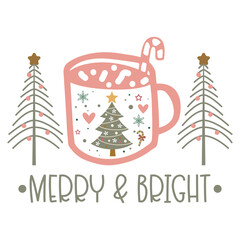 Boho Christmas Merry & Bright SVG PNG, Merry Christmas SVG, Christmas Tree SVG, Reindeer SVG, Snowflake Svg, Merry and Bright Png File For Cricut, Sublimation Designs Downloads
