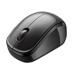 Black computer mouse isolated on transparent background