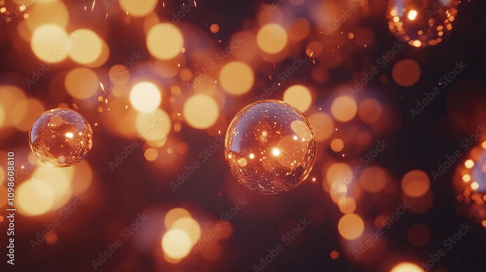 Poster a soft bokeh effect with glowing orbs in warm colors