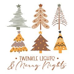 Boho Christmas Trees Twinkle Light SVG PNG, Twinkle Lights and Merry night, Christmas SVG design, Boho Christmas SVG, Boho Christmas Tshirt, Cricut, Silhouette, SVG cut files
