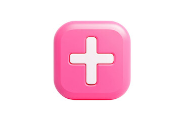 Obraz premium A vibrant pink plus icon, perfect for design and digital projects. transparent background.
