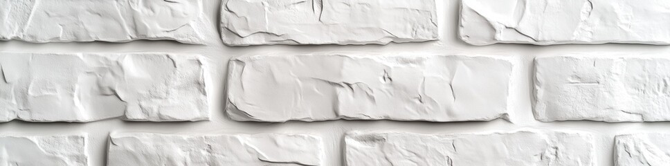Obraz premium Abstract white brick wall texture background, seamless pattern. Wide banner for web design