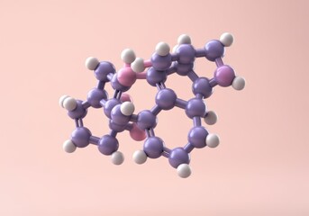 Fototapeta premium 3d rendering of a complex molecule with purple and pink atoms connected by bonds, illustrating a scientific concept related to chemistry, biology, or medicine