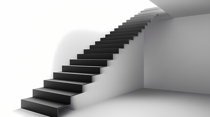 Fototapeta premium Abstract black and white stairs: minimalist geometric art. Minimalism. Illustration
