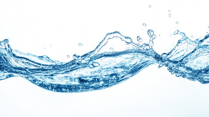 Water splash, water wave with bubbles of air. Isolated on the white background.