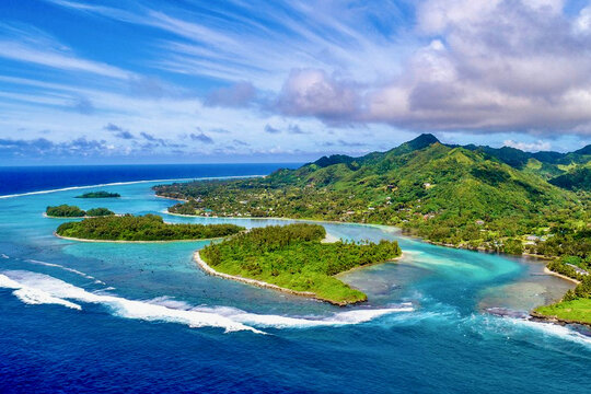 Cook Islands, Rarotonga Muri beach aerial view