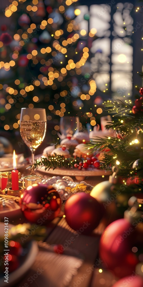 Poster Dynamic 3D rendering capturing the essence of a festive party scene with vibrant decorations and lively elements.