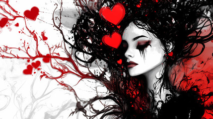 Fototapeta premium Valentine. Gothic. Illustration