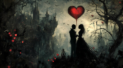 Valentine. Gothic. Illustration