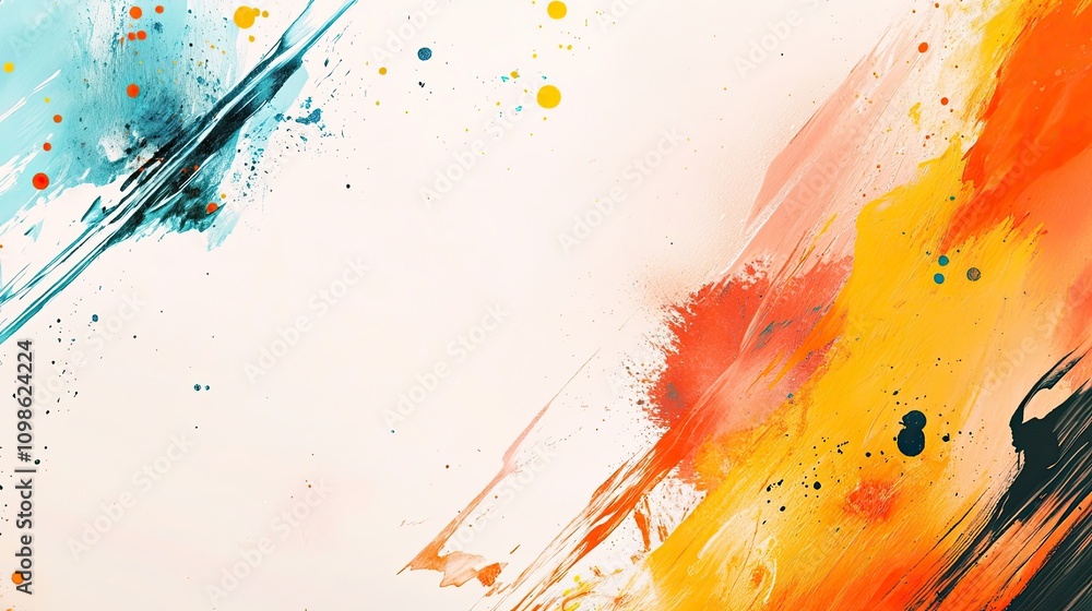 Poster a modern art-inspired page border with abstract shapes and vibrant splashes