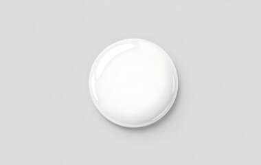 Glossy white circular pin badge isolated on transparent background.