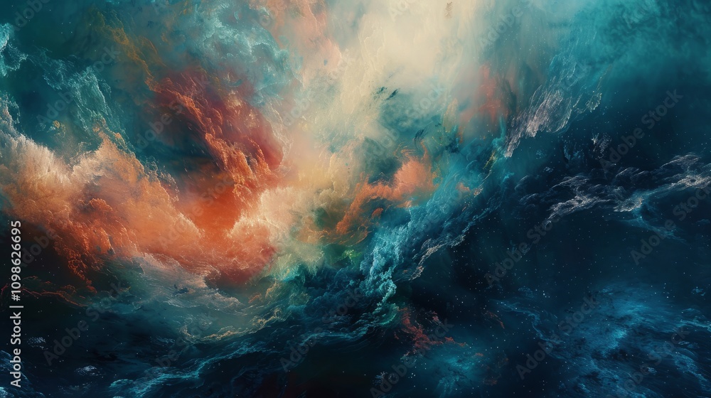 Poster surreal conceptual background with fragmented textures and dreamlike elements, blurring the boundari
