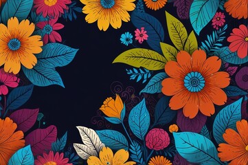 Funky floral illustration background
