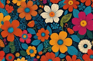 Funky floral illustration background