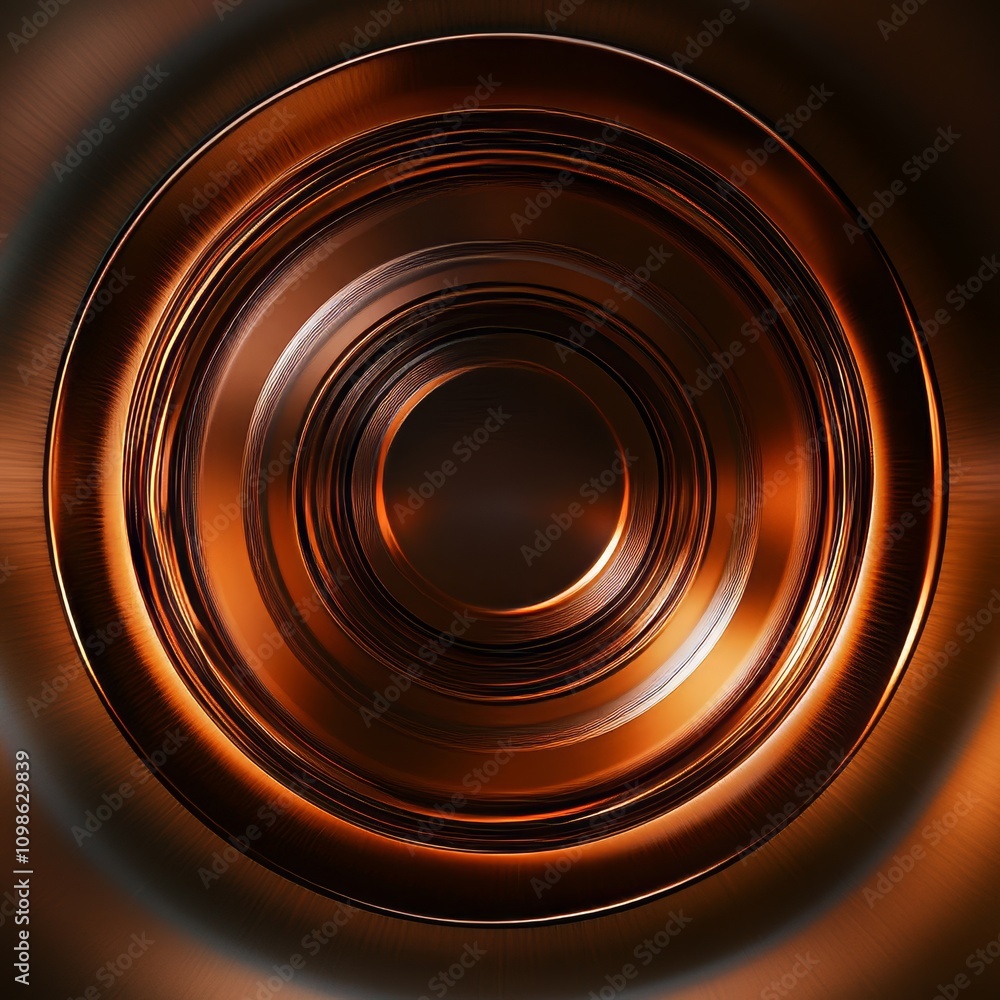 Poster Abstract image featuring concentric metallic circles with copper tones, creating a modern and artistic visual effect.