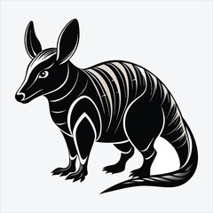 Obraz premium Aardvark Silhouette White background illustration. Generative Ai