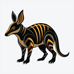 Fototapeta premium Aardvark Silhouette White background illustration. Generative Ai