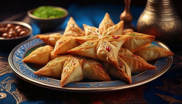 plate of traditional arabic sambusek