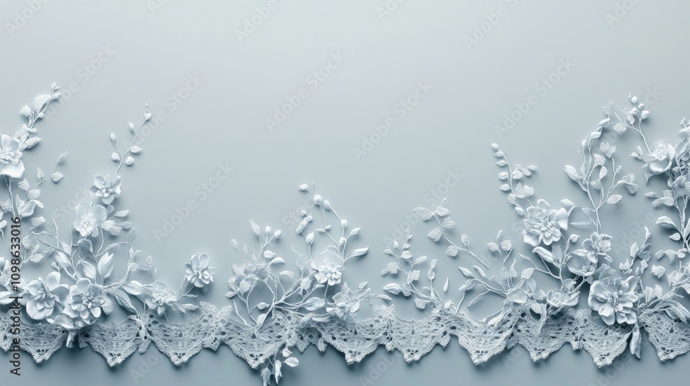 Poster a delicate lace border design featuring intricate floral patterns and scalloped edges