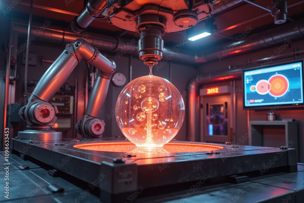 Aufkleber advanced laboratory setup for material fusion process featuring high-tech equipment and innovative t