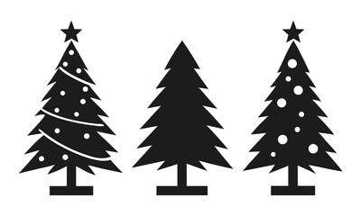 Obraz premium Silhouettes of Various Christmas Trees Icons