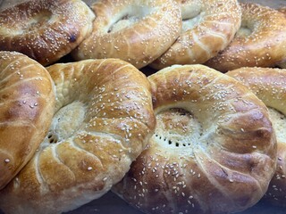 Fresh flatbreads with sesame seeds