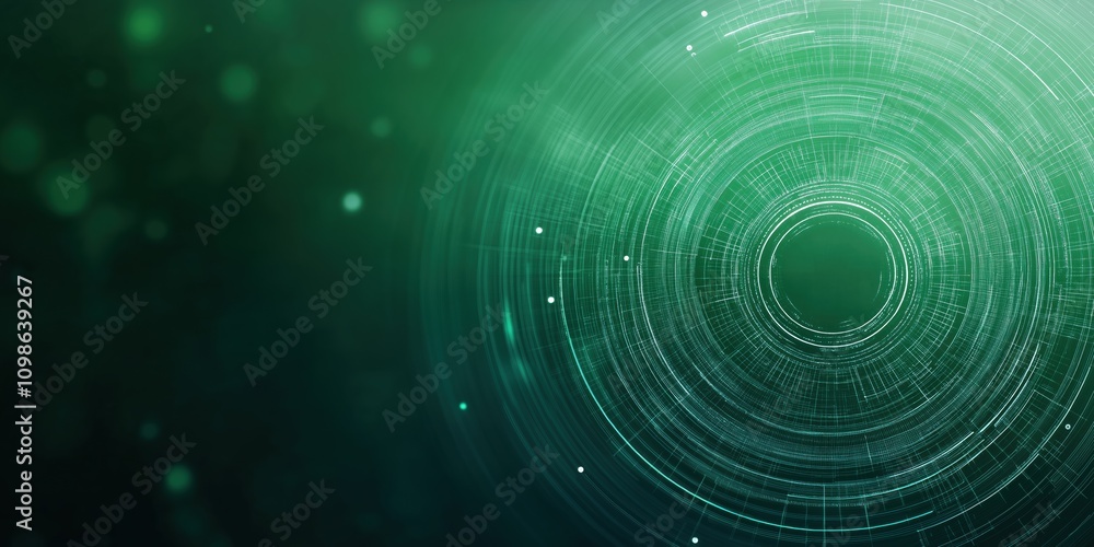 Poster a green circle with a lot of dots in it. the circle is surrounded by a green background