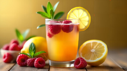 Raspberry Turmeric Lemonade: A Sweet and Tart Beverage Blended for Refreshing Summer Enjoyment