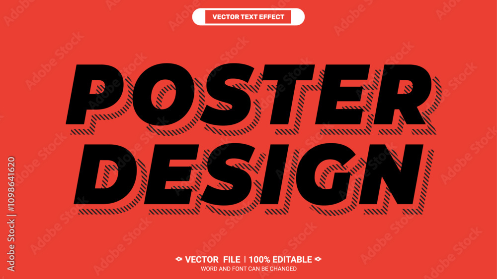 Poster poster design editable 3d vector text effect