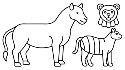 Obraz premium A Collection of set Line Art Illustrations of Animals Branding Vector Icon, EPS Format.