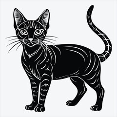 Obraz premium Abyssinian Silhouette White background illustration. Generative Ai