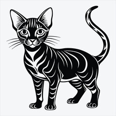 Abyssinian Silhouette White background illustration. Generative Ai