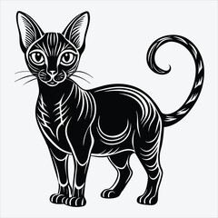 Obraz premium Abyssinian Silhouette White background illustration. Generative Ai