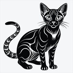 Obraz premium Abyssinian Silhouette White background illustration. Generative Ai