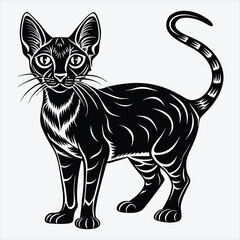 Obraz premium Abyssinian Silhouette White background illustration. Generative Ai